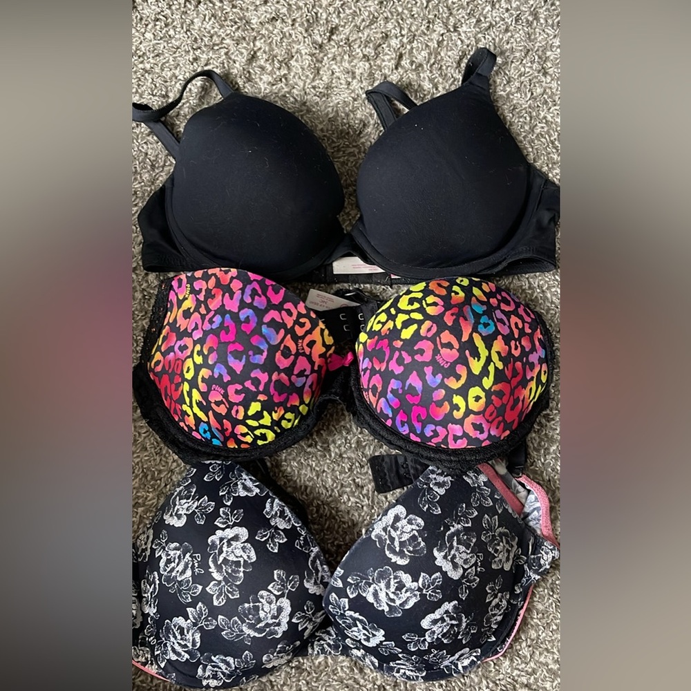 3 push up bras size 34c PINK